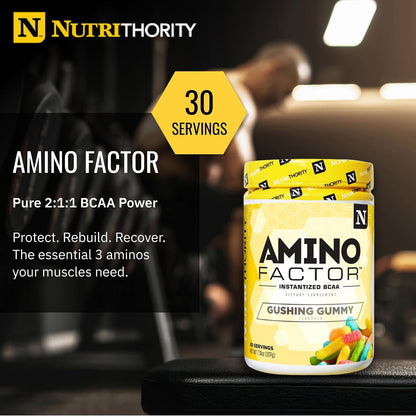 Nutrithority - BCAA Powder, Amino Factor (Gushing Gummy)