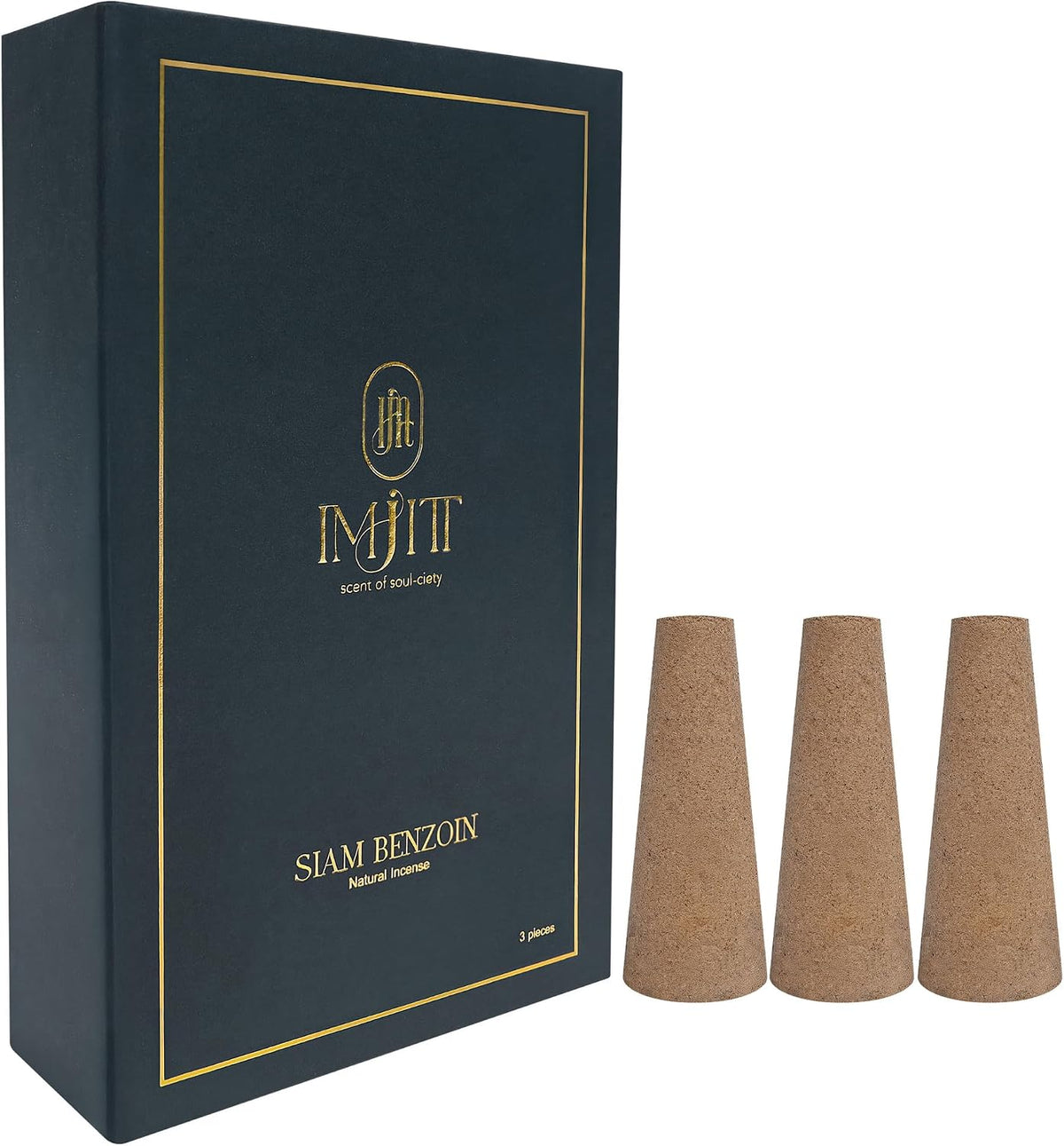 Siam Benzoin Natural Incense Cones - Sweet Vanilla & Sandalwood - Charcoal Free, Long Burning 60 Mins - Premium Thai Incense Cones Scented for Home, Meditation, Yoga & Relaxation