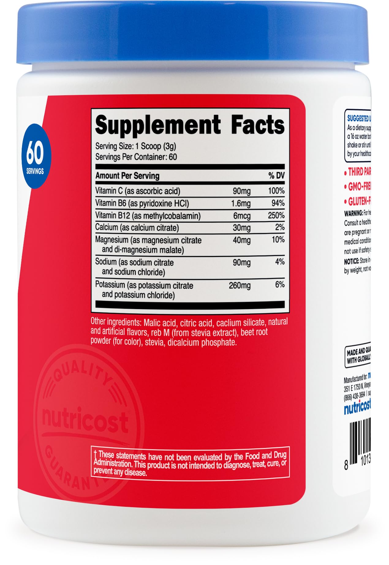 Nutricost Electrolyte Complex Powder (120 Servings, Fruit Punch) | Hydration Supplement Drink Mix with Vitamins and Minerals