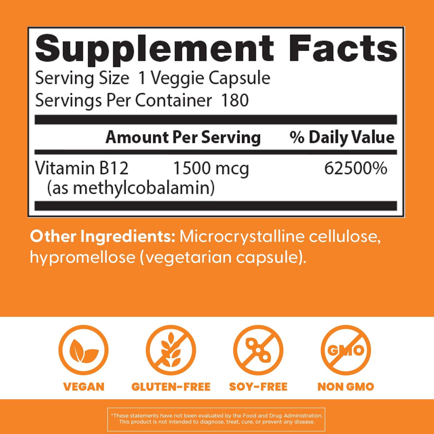 Doctor's Best Vitamin B12 Methylcobalamin for Men & Women - Vitamin B 12 Caps 1500 mcg, VIT B-12 Supplement, Vegan, Gluten Free, Non GMO, Fully Active - 180 Veg Capsules