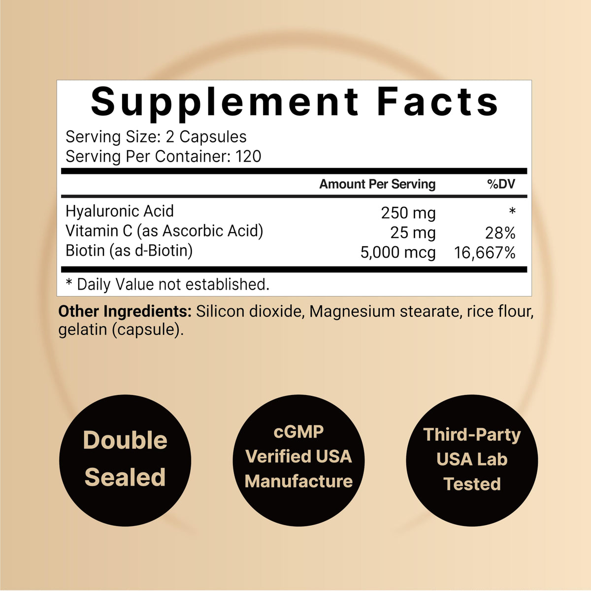 NatureBell Hyaluronic Acid Supplements 250mg | 240 Capsules, with Biotin 5000mcg