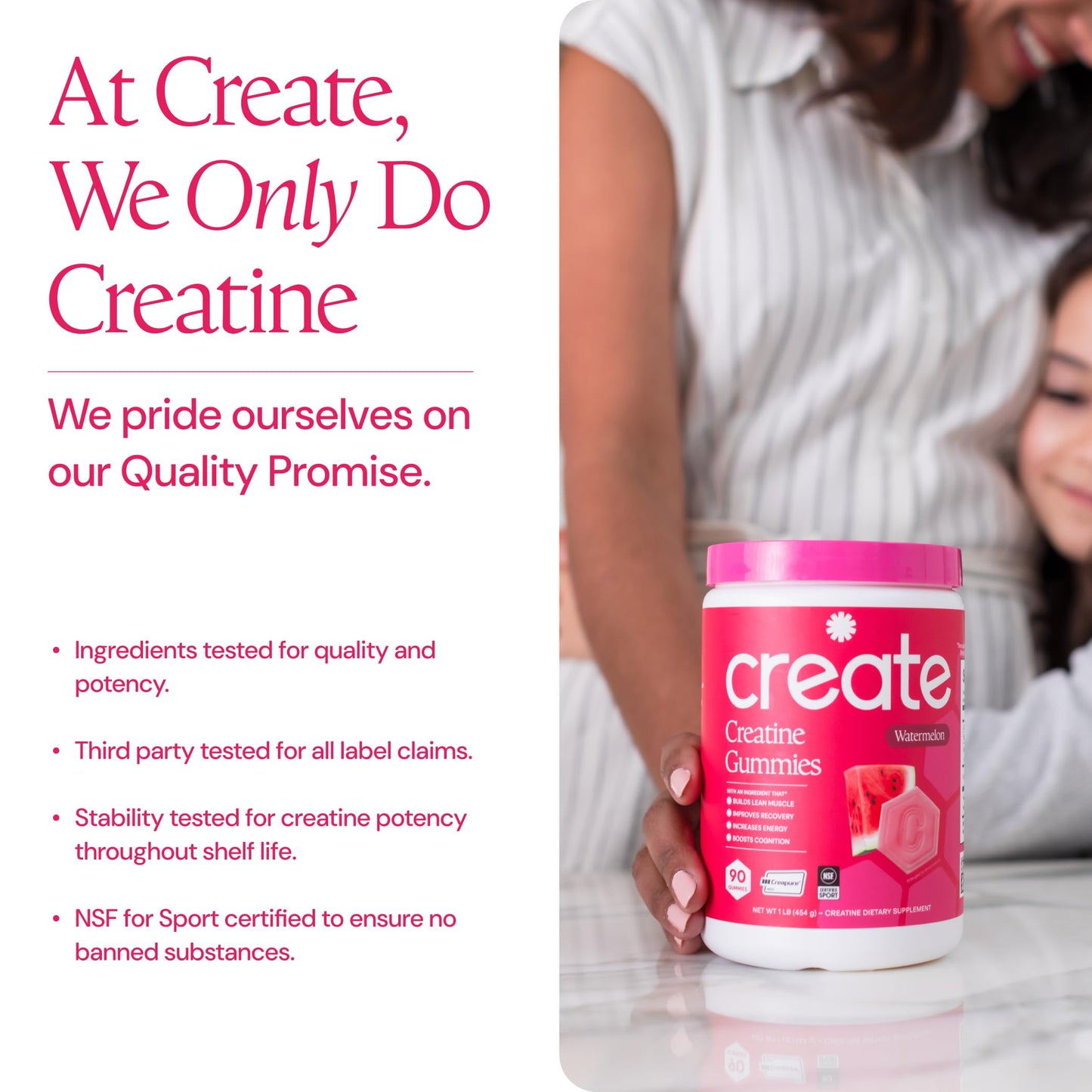 Create Creatine Monohydrate Gummies for Men & Women, Boost Focus, Strength, and Endurance, Anti-Melting Formula, Vegan, Gluten-Free, Non-GMO, 1.5g of Creatine per Gummy (Orange)
