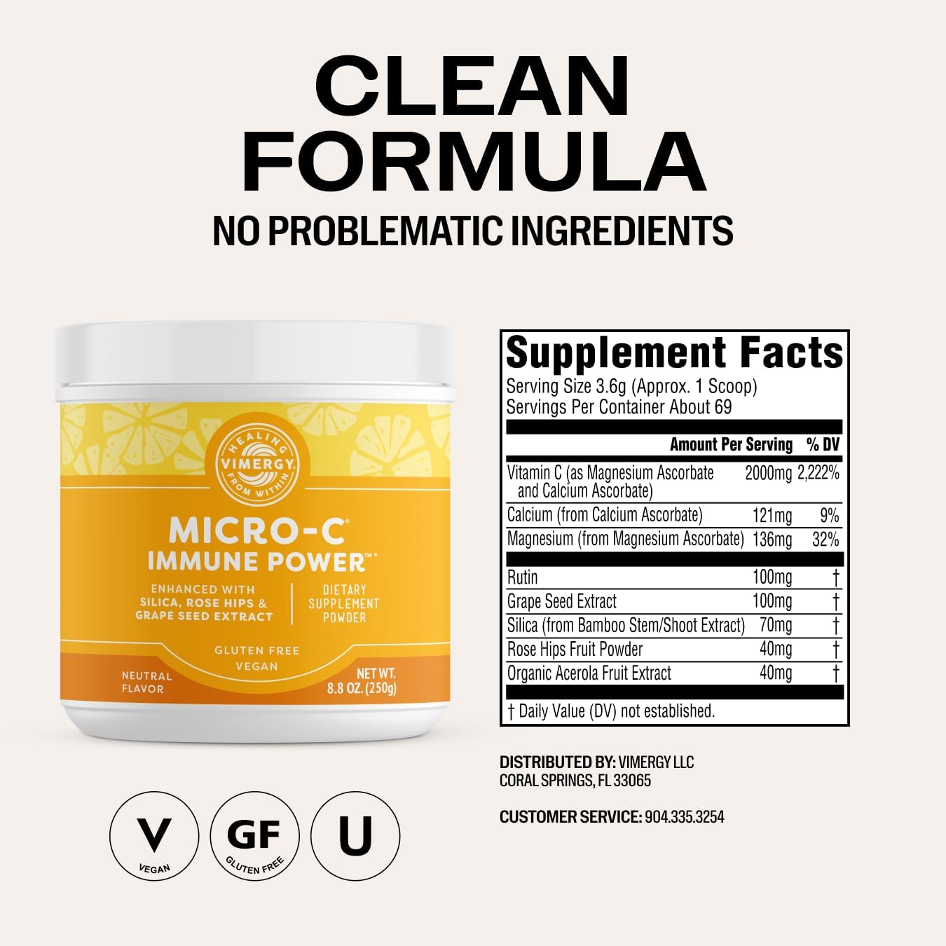 Vimergy Skin Potion Kit – Micro-C Immune Power(TM) (125g) and MSM (120 Capsules) – Skin, Hair & Nail Support + Collagen + Immunity – Vegan, Paleo, Gluten-Free, Kosher – Pure, Potent Daily Supplements