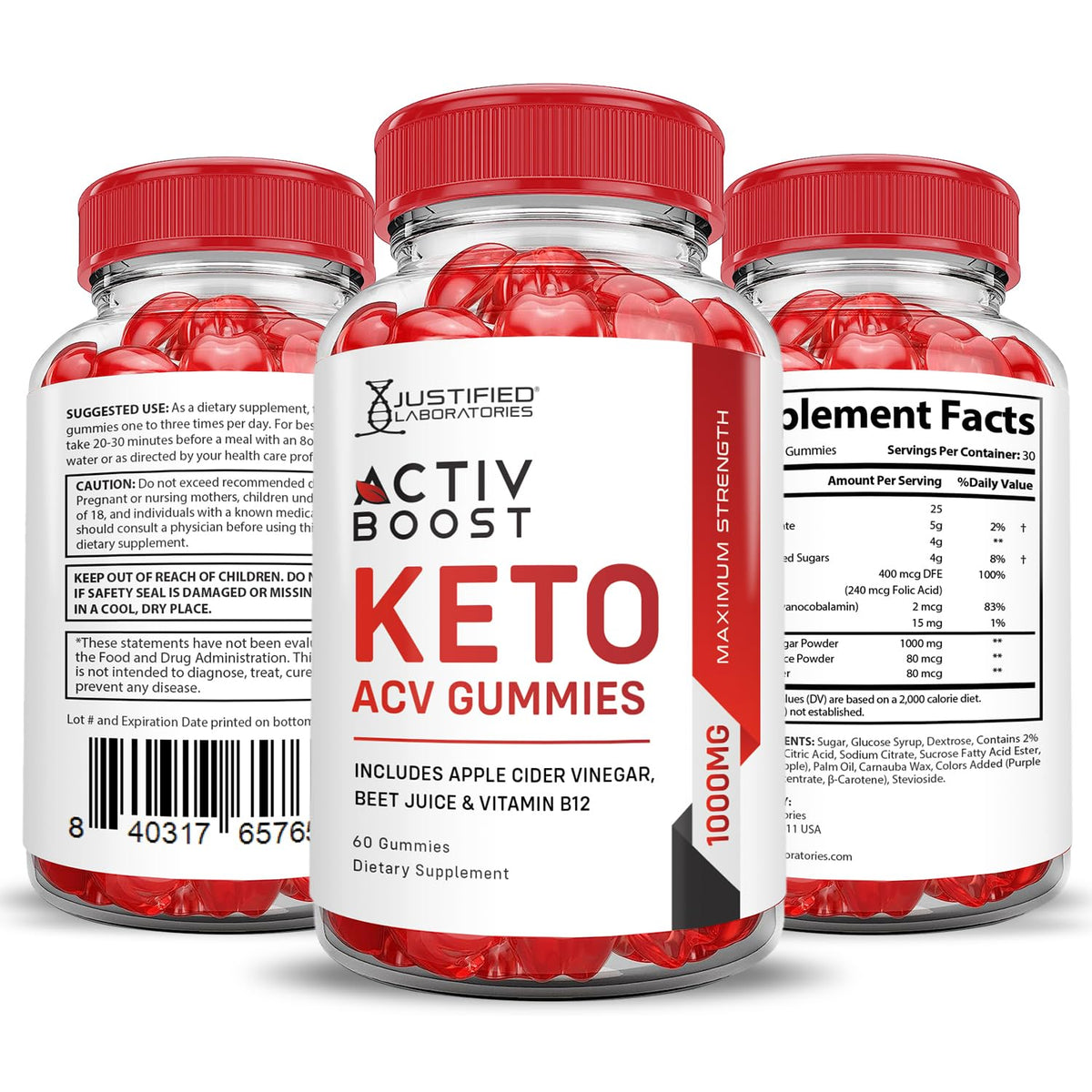 (3 Pack) Activboost Keto ACV Gummies Advanced Formula 1000MG Active Boost