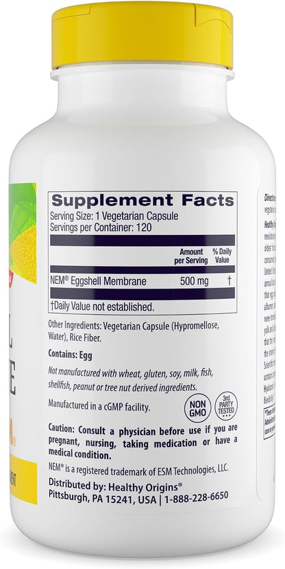 Healthy Origins NEM Eggshell Membrane 500 mg, 120 Veggie Caps