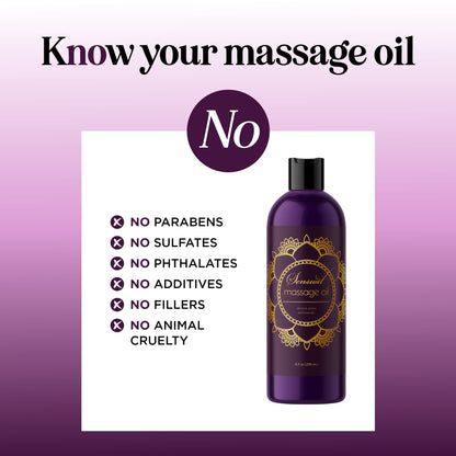 Aromatherapy Sensual Massage Oil for Couples - Relaxing Full Body Massage Oil for Date