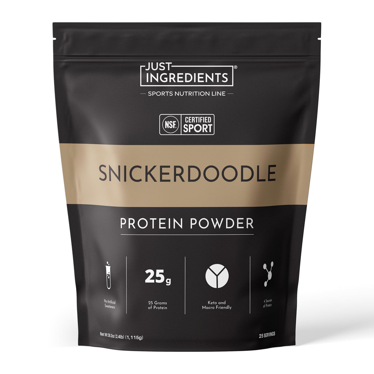 JUST INGREDIENTS Vanilla Bean Protein Powder – 20-Serving Blend with 100% Grass-Fed Whey & Organic Plant Proteins – Real Vanilla Bean & Cinnamon – Supports Muscle Recovery, Energy*