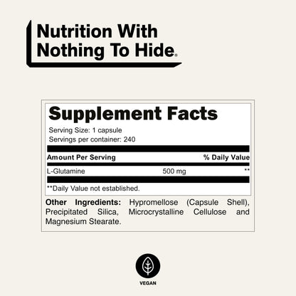 Pure L-Glutamine Made in the USA - 200 Servings - 1,000g, 2.2lb Bulk, Vegan, Non-GMO, Gluten and Soy Free. Minimize Muscle Breakdown & Improve Protein Synthesis. No Additives