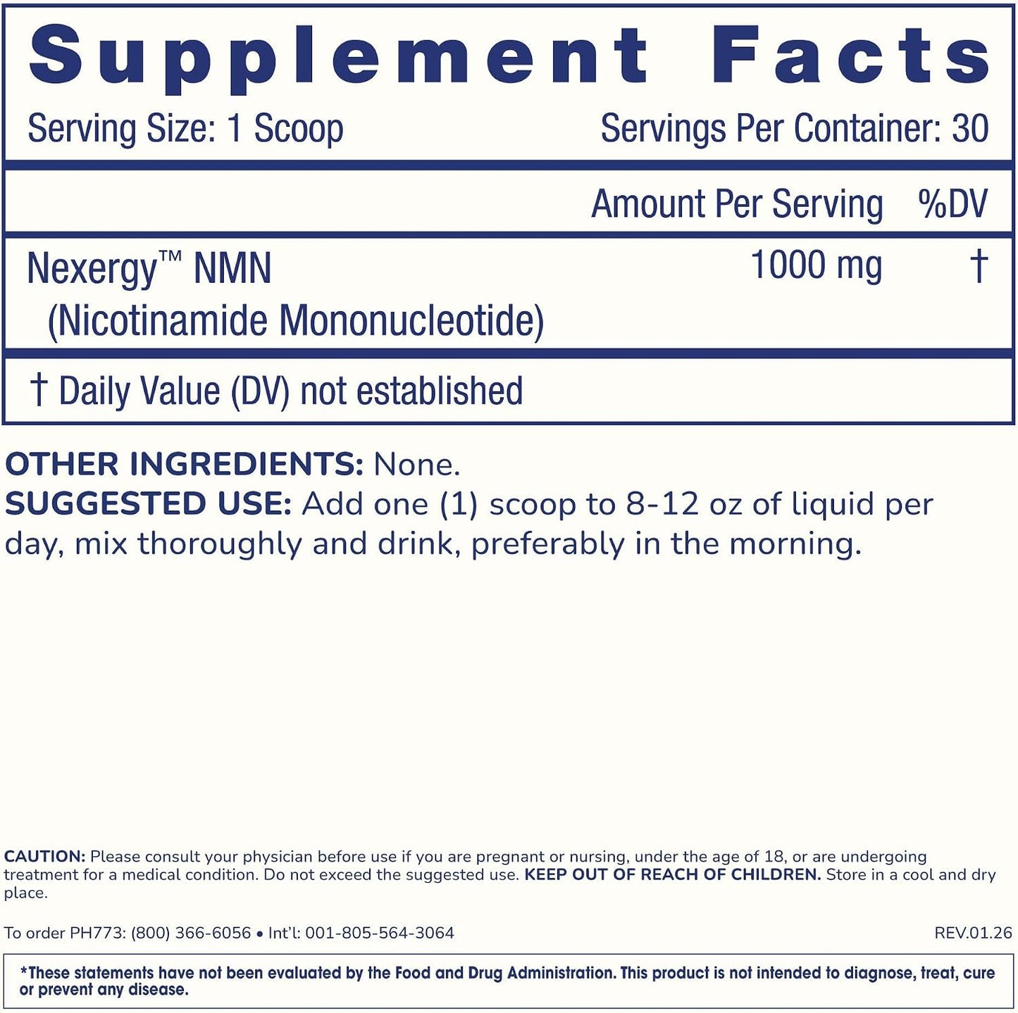 ProHealth Longevity Essentials NMN Powder (30 Grams) - Featuring Nexergy™ NMN Powder Supplement, NAD+ Precursor, Dietary Supplement, Cellular Health, Metabolism Support
