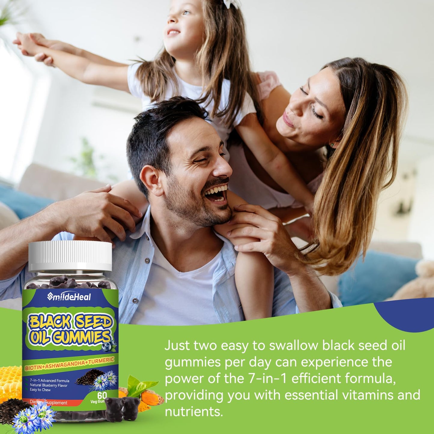 Black Seed Oil Gummies, Organic Black Cumin Seed Oil Gummies, Black Cumin Seed Oil Organic 500mg, Chewable Black Seed and Honey Gummies, Vegan, 60 Gummies