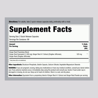 Piping Rock Ginger Root Extract Supplement | 180 Powder Capsules | Non-GMO & Gluten Free Concentrated Formula