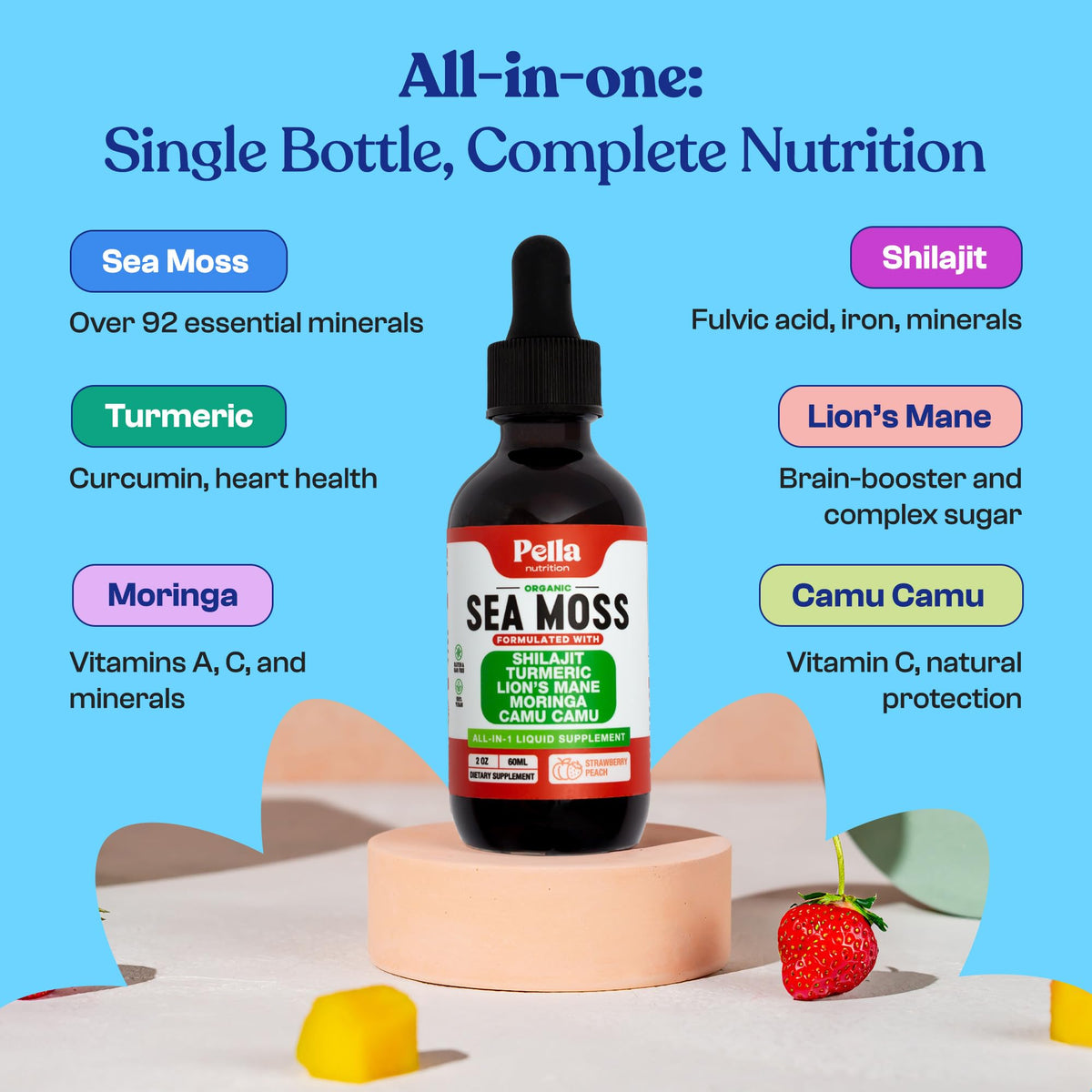 Sea Moss & Himalayan Shilajit Supplement - Enhanced with Turmeric, Lion's Mane