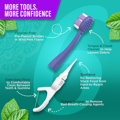 GuruNanda Disposable Travel Toothbrush 2.0, Fluoride Free Toothpaste, 21 ct
