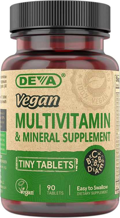 Deva Vegan Multivitamin & Mineral Supplement, Tiny Tablets, Easy to Swallow, 90 Tablets