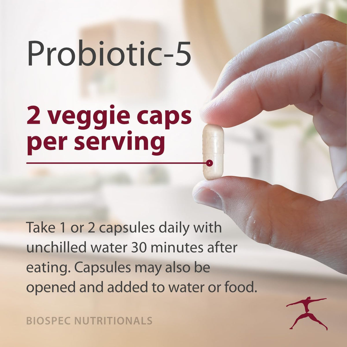 BIOSPEC NUTRITIONALS Probiotic-5 – Broad-Spectrum Probiotic Complex w/ 5 Billion Microorganisms and 5 Unique Strains per Capsule