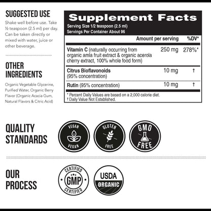 Organic Vitamin C | Whole Food Vitamin C from Fruit Plus Absorption Enhancing Cofactors - Vegan, Enhanced Bioavailability - Immune Support, Antioxidant, Total Health (90 Servings)
