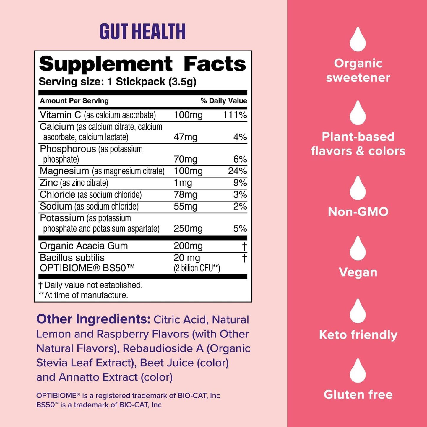 Ultima Replenisher Gut Health Supplement, Raspberry Lemonade, 14 Stickpacks | Daily Zero Sugar Electrolyte Powder Hydration Packets with 6 Key Electrolytes, Prebiotics & Probiotics for Gut Health Support