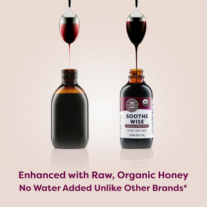 Vimergy Soothe Wise* – USDA Certified Organic – Immune Support with Elderberry & Honey – 24 5mL (1 TSP) Servings (940 mg Extract Per Serving) – Vegan, Paleo-Friendly, Gluten-Free (120 mL)