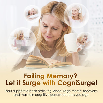 CogniSurge Nootropics Brain Support Supplement for Memory and Focus | Nature-Powered Lion's Mane Supplement Capsules with Shilajit, No Caffeine or Stimulants, 60 Count