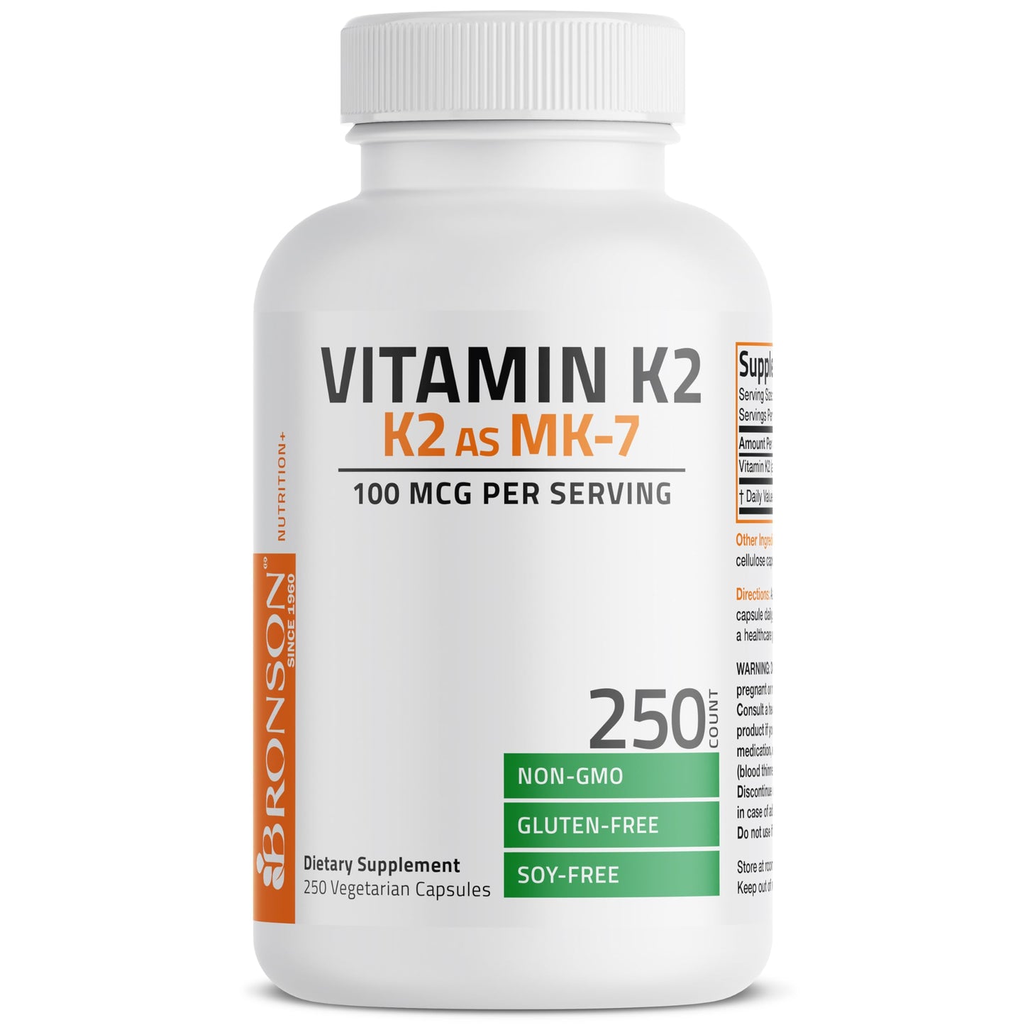 Bronson Vitamin K2 as MK-7 Menaquinone 100 mcg Non-GMO, 120 Capsules