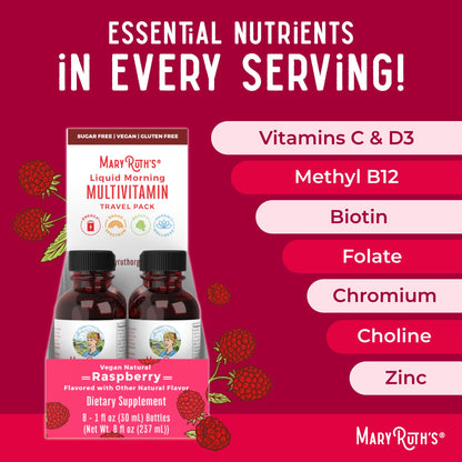 MARYRUTH'S Liquid Morning Multivitamin for Women, Men & Kids | Vitamin A C D E B6 B12 Biotin Zinc | Beauty | Vegan | Non-GMO | Gluten Free | 32 Servings