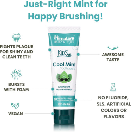 Himalaya Botanique Kids Toothpaste, Cool Mint, 4 Oz, 1 Pack