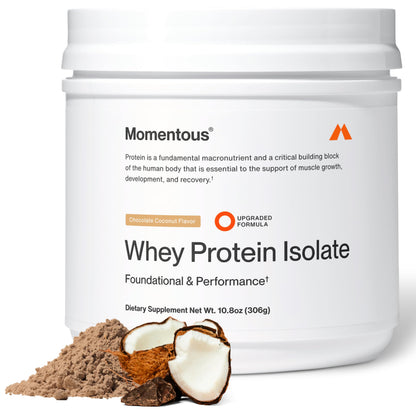 Momentous Essential Grass-Fed Whey Protein Powder - 20 g Whey Isolate Protein - NSF Certified for Sport - Gluten-Free - 25 Servings for Essential Everyday Use - Vanilla - Package May Vary