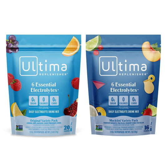Ultima Replenisher Daily Electrolyte Powder Drink Mix – Sugar Free – Mocktini Variety and Original Variety, 36 Stickpacks – Hydration Packets with 6 Electrolytes and Minerals – Keto, Non-GMO