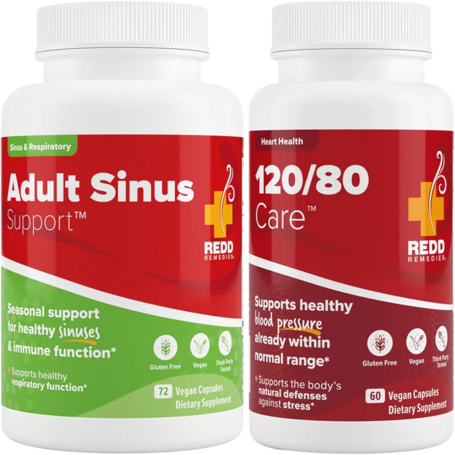 Redd Remedies Adult Sinus Support, 72 Capsules, and 120/80 Care, 60 Capsules