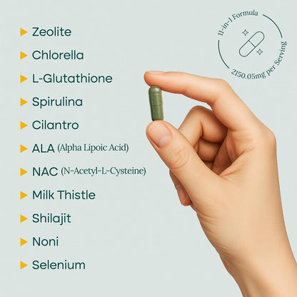 Liver Cleanse Detox & Repair - Microplastics Detox & Zeolite Supplement for Gut Health, Cognition & Natural Energy - Glutathione, NAC, Chlorella, Spirulina, ALA, Cilantro, Milk Thistle, Noni, Shilajit
