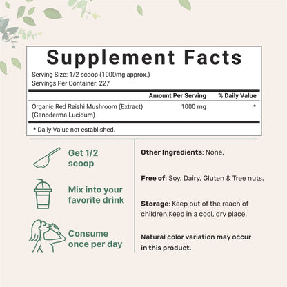 Micro Ingredients Sustainably US Grown, Organic Reishi Mushroom Powder, 8 Ounce