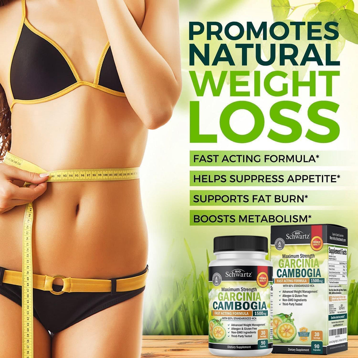 Garcinia Cambogia Weight Loss Pills with 1500mg HCA Pure Extract, 90ct