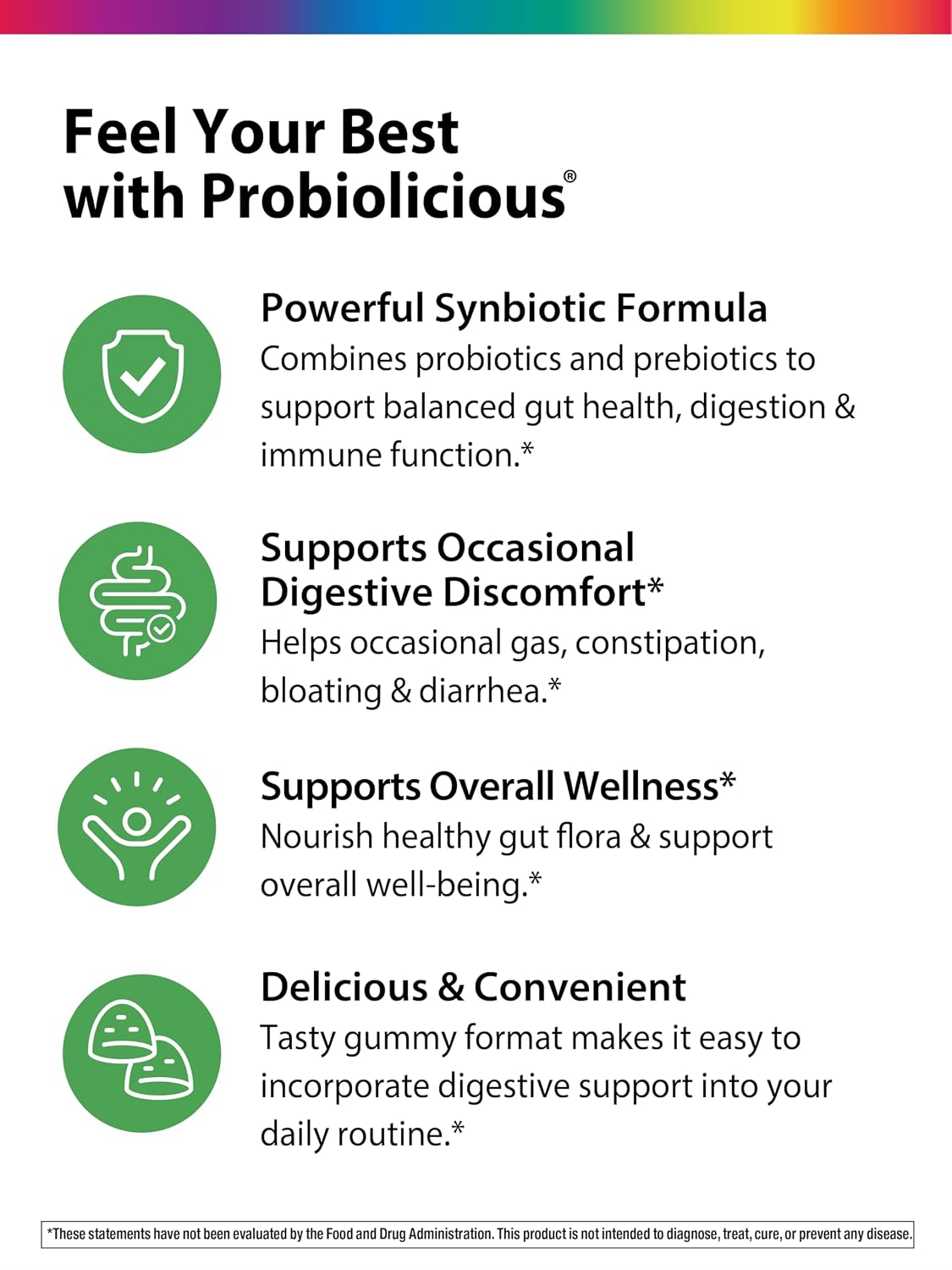 Rainbow Light Probiotic Gummies | 50 Count | Advanced Synbiotic with Prebiotic | for Men, Women & Children | Supports Digestive & Immune Health | Advanced Synbiotic with Prebiotic | for Men, Women & Children | Supports Digestive & Immune Health