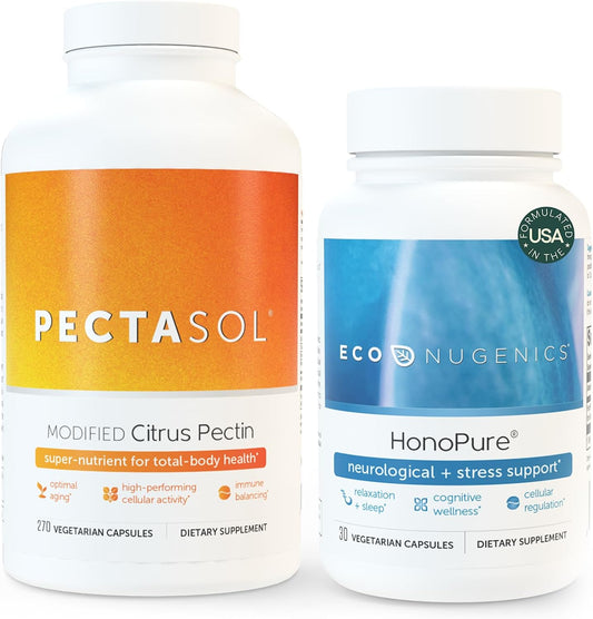 EcoNugenics Brain Health Supplement Bundle – 270 Capsules of PectaSol Modified Citrus Pectin Fiber + 120 Capsules of HonoPure Magnolia Bark Extract