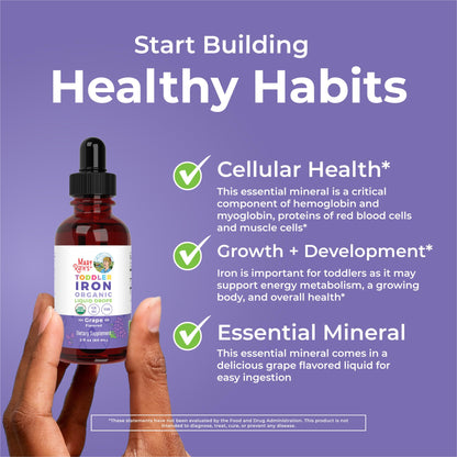 MaryRuth's Iron Supplement for Toddlers | Liquid Iron Supplement for Children Ages 1-3 | Iron Supplement for Iron Deficiency | Ferrochel | Sugar Free | Vegan | Non-GMO | Gluten Free | 2 Fl Oz