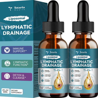 Liposomal Lymphatic Drainage Drops - 11 In 1 Organic Lymphatic Drainage Supplement with Burdock Root, Echinacea, Elderberry, Calendula, Cleavers Herb, Dandelion Supports Lymphatic Health 2 FL.OZ