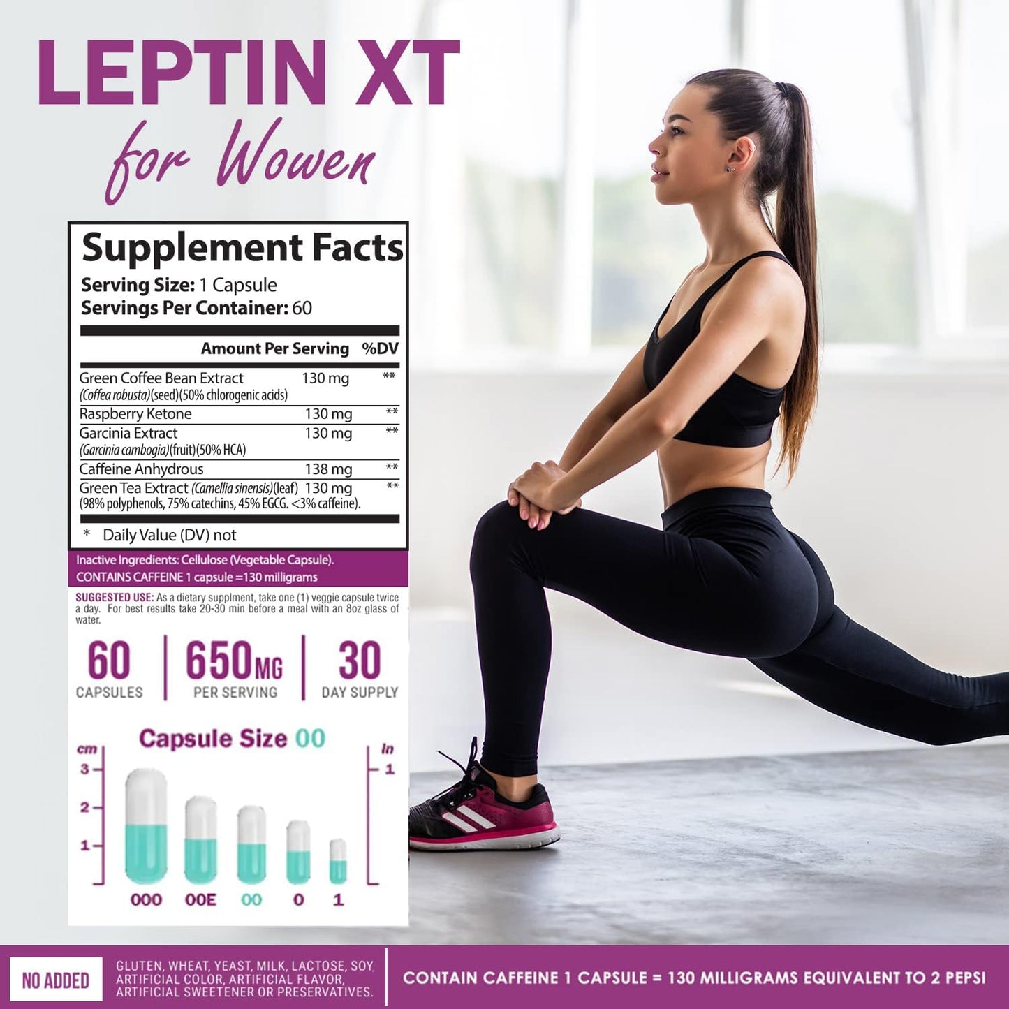 NatureGenX LeptinXT for Women – Weight Management with Green Coffee Bean, Garcinia & Green Tea Extract – Gluten-Free, Non-GMO, Vegan – 60 Capsules (1-Month Supply)