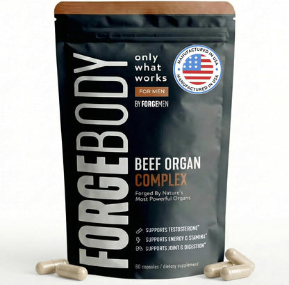 Forgebody Beef Liver & Organ Complex, Grass-Fed 5-Organ Supplement, 1 Month | Grass-fed beef liver, heart, bone marrow, pancreas, testicles, freeze-dried, non-GMO, ancestral nose-to-tail nutrition