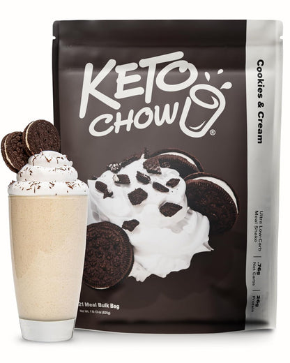 Keto Chow Chocolate Meal Replacement Shake Powder, 21 Meals