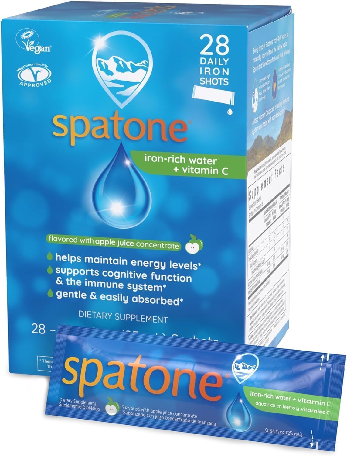 Nelson Homeopathics Pure-Absorb Spatone Liquid Iron and Vitamin C Supplement, 28 Count (0.85 FL. OZ. Packets)