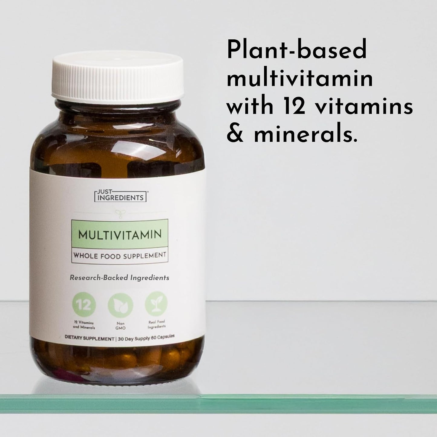 JUST INGREDIENTS Multivitamin - Plant-Based for Muscle & Immune Support - 60 Capsules
