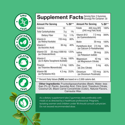 Teen Multivitamin Gummies 12-17 - Teen Boys & Girls Gummy Vitamins for Better Skin, Immune Strength, Mood & Energy Support - Teenage Girl & Boy Supplements with Zn, Mg, Vitamin A, C, D & E - 60 Ct