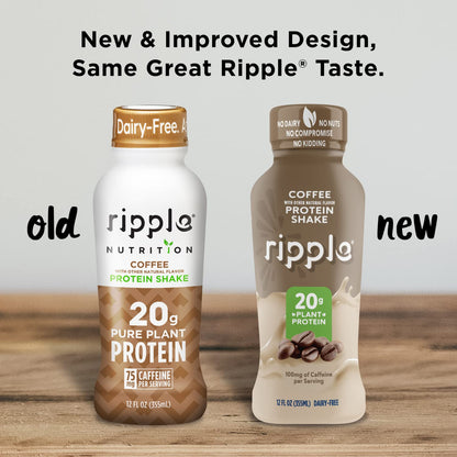 Ripple Vegan Protein Shake | Coffee Flavor | 75mg of Caffeine | 20g Nutritious Plant Based