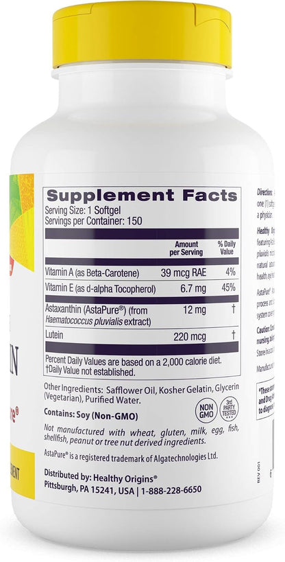 Healthy Origins Astaxanthin AstaPure 12 mg, 150 Softgels