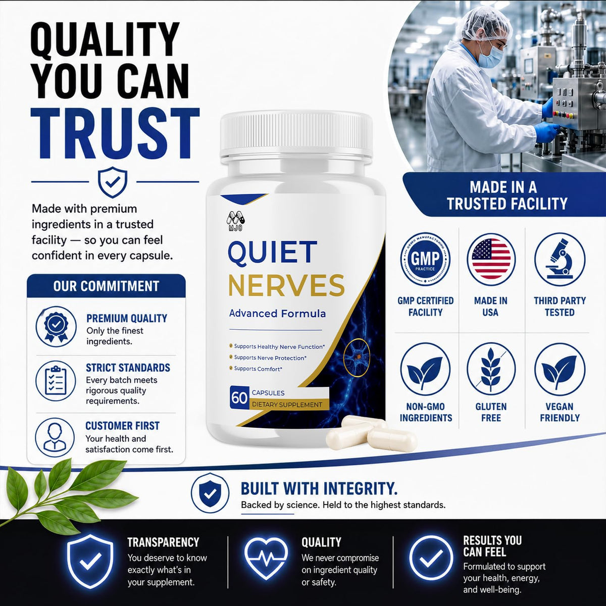 (2 Pack) Quiet Nerves Capsules, Official Quiet Nerves Pills (120 Capsules)