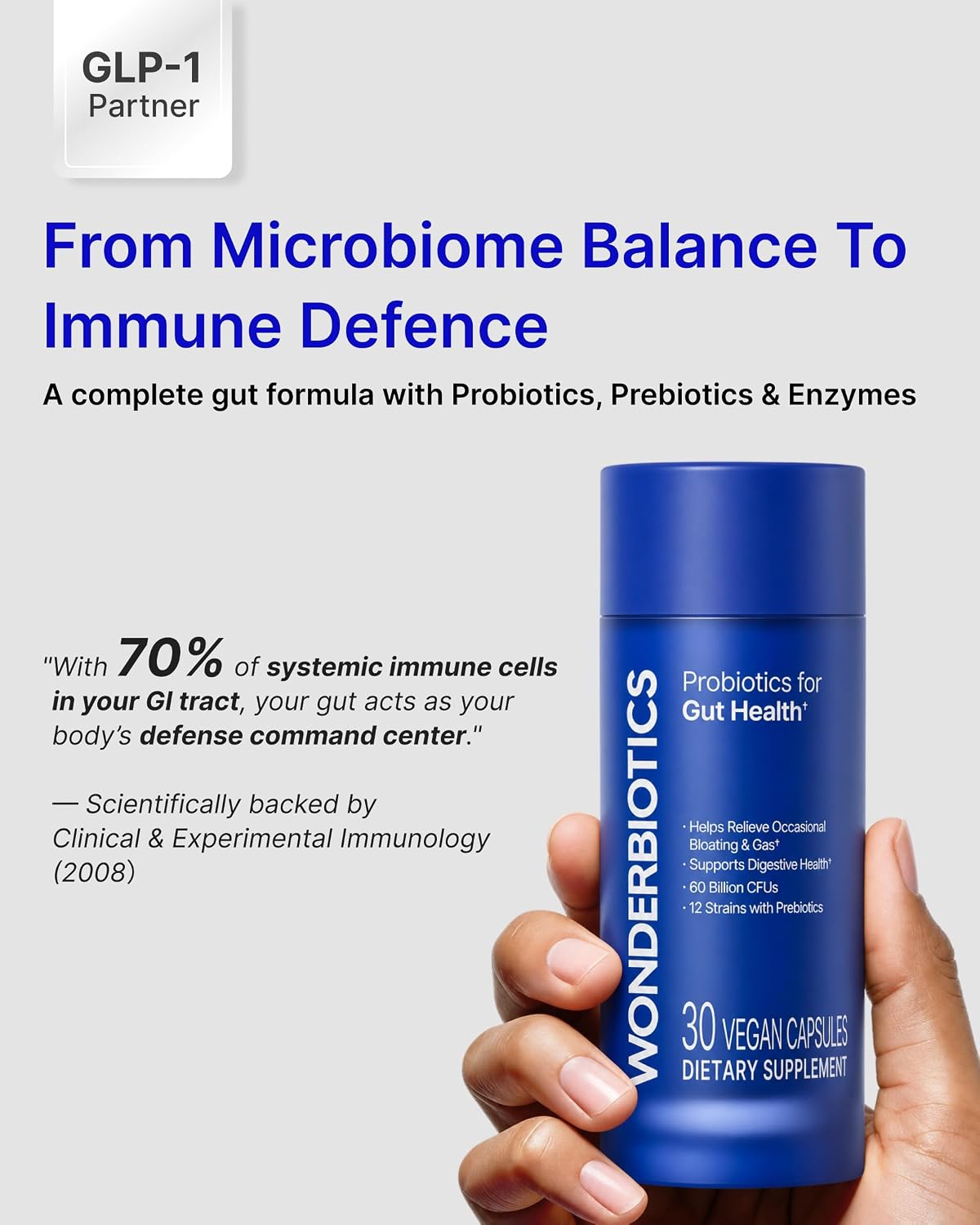 3-in-1 Gut Health Probiotics with Digestive Enzymes - 30 CT | 60B CFU, 12 Clinically Studied Strains & Prebiotics, Bloating & Gas Relief, Regularity, Digestive Health for Women & Men