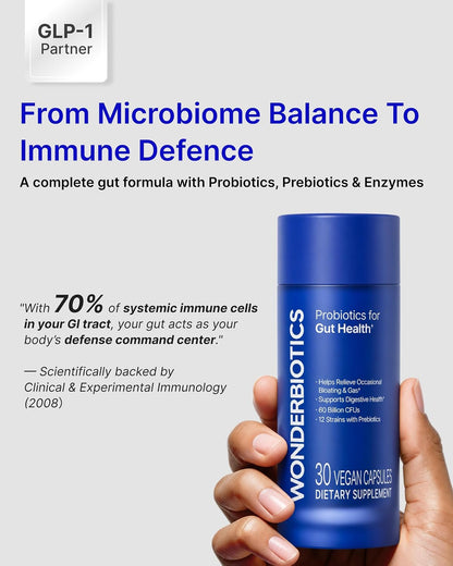 3-in-1 Gut Health Probiotics with Digestive Enzymes - 30 CT | 60B CFU, 12 Clinically Studied Strains & Prebiotics, Bloating & Gas Relief, Regularity, Digestive Health for Women & Men