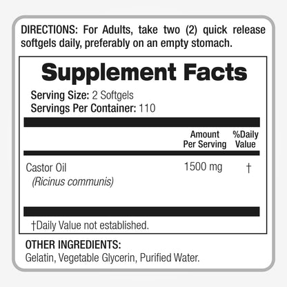Lab | castor oil pills |220 softgels |1500 mg| castor oil capsules | castor oil capsules organic