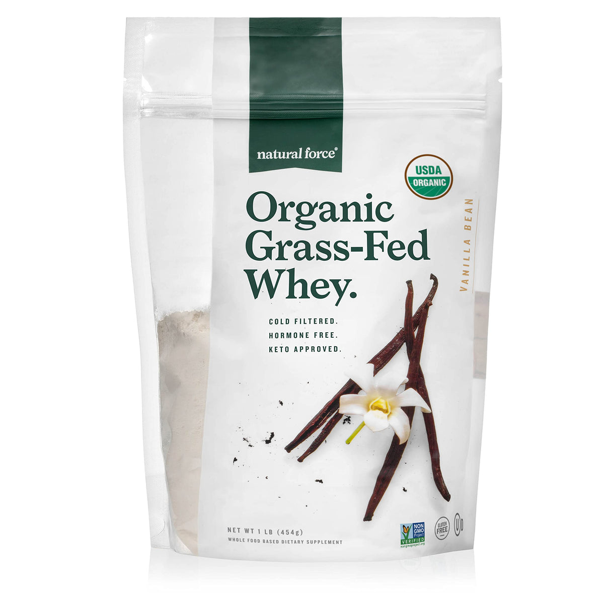 Natural Force Grass Fed Organic Whey Protein Powder – Non GMO Verified, Humane 