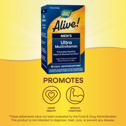 Nature's Way Alive! Men's Daily Ultra Multivitamin, High Potency Formula, Promotes Healthy